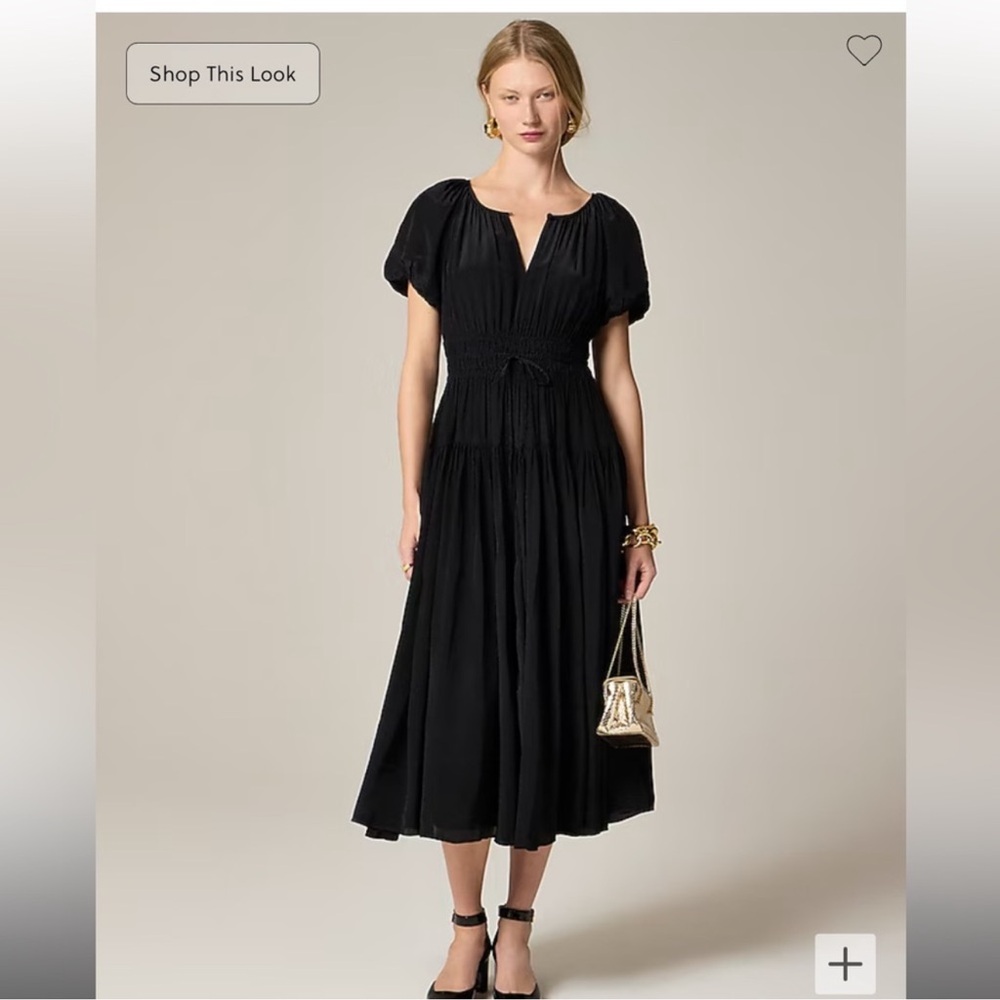 J.Crew Elena puff-sleeve dress in crepe de chine